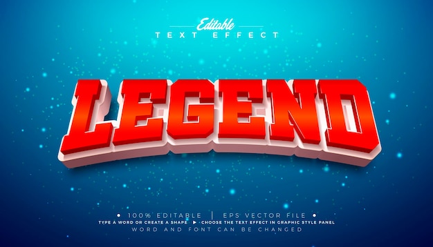 Legend 3d text effect design editable and scalable vector graphic style effect with shadow and
