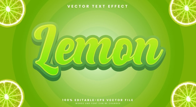 lemon 3d editable text effect template suitable for fresh fruit theme