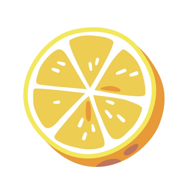 Lemon Round Slice Isolated on White Icon Citrus Fruit Juicy Circle Piece for Nutrition Cartoon Vector Illustration
