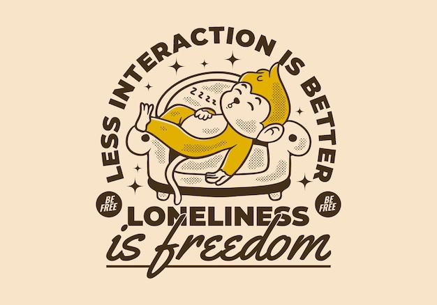 less interaction is better character design of monkey sleep on the sofa