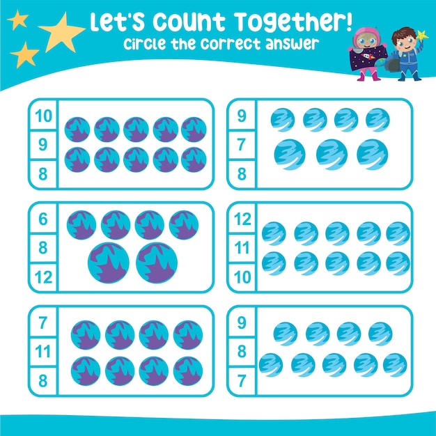 Lets count together Circle the correct answer Mathematic count and circle worksheet