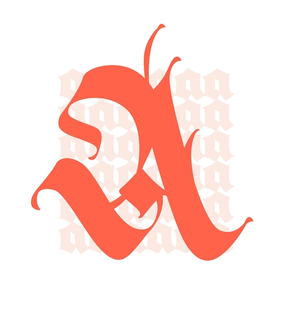 Letter A in the Gothic style Calligraphy and lettering Medieval Latin letter Logo for the company