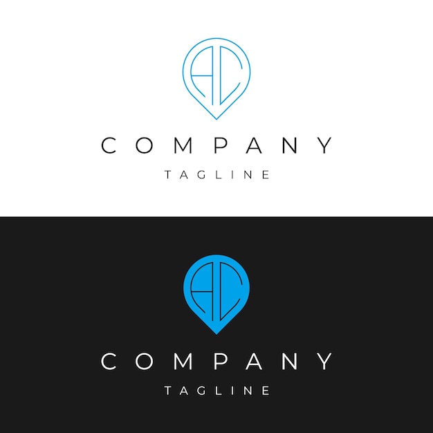 Letter AC CA initial point pin map local icon logo design vector template