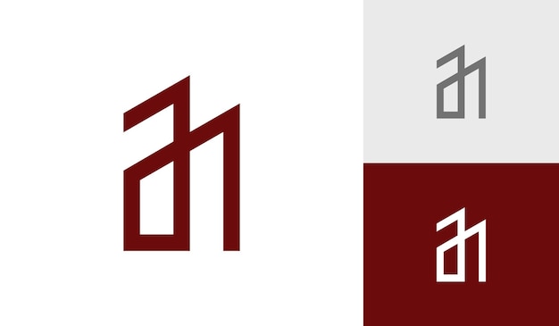letter ah initial monogram with building shape logo design vector