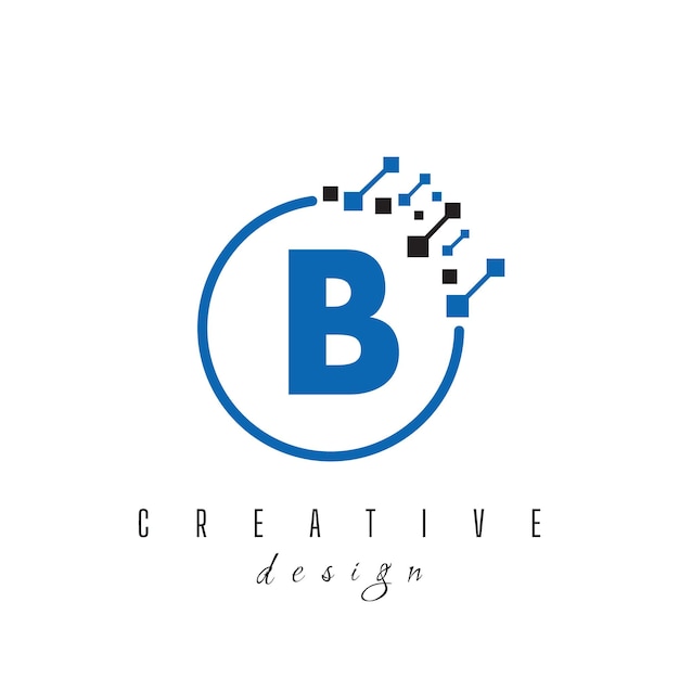 Letter B and Pixels Initial Technology Database Information Digital Internet Storage Service