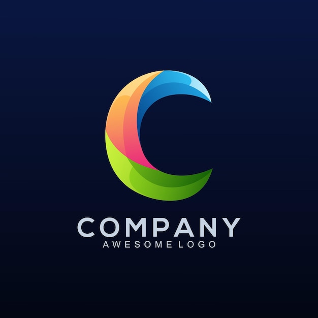Letter C illustration gradient color style