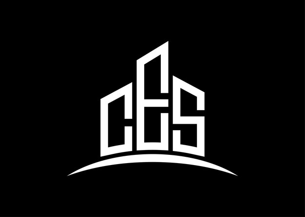 Letter CES building vector monogram logo design template Building Shape CES logo