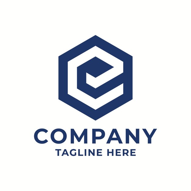 Letter E hexagonal logo template