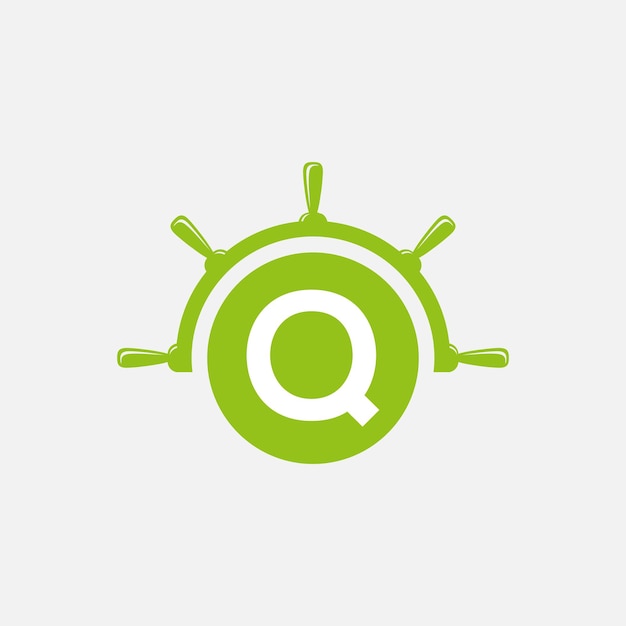 Letter Q Ship Wheel Logo Concept