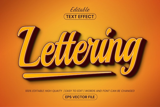 lettering 3d vintage text style editable text effect design template