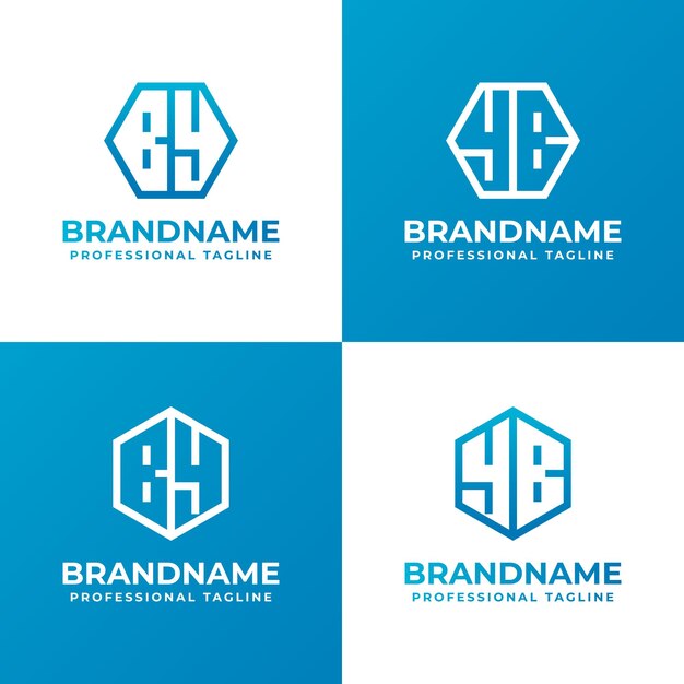 letters by and yb hexagon logo set suitable for business with by or yb initials