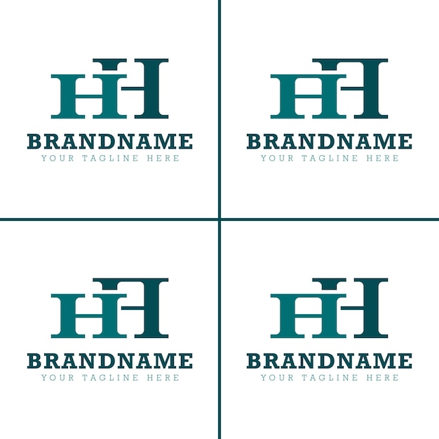 letters hh aa ha ah monogram logo set for brand with hh aa ha ah initials