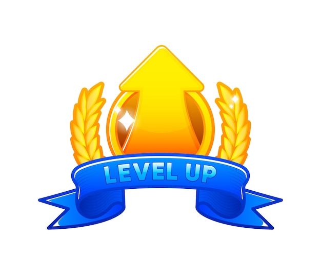 Level UP banner Game label Logo for 2D games Can be used in mobile or web game Cartoon style