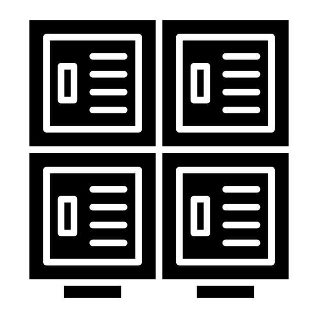 Library Locker Glyph Solid Black Illustration