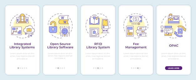 library software onboarding mobile app screen