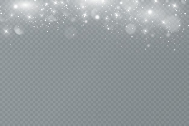 Light effect with glitter particles.Christmas dust.White sparks shine with special light