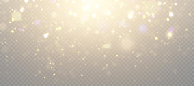 Light effect with lots of glittery glare particles shining on a transparent background