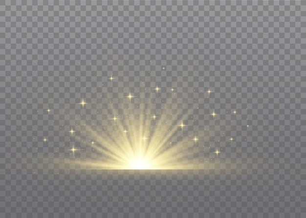 Light flare special effect with rays of light and magic sparkles.