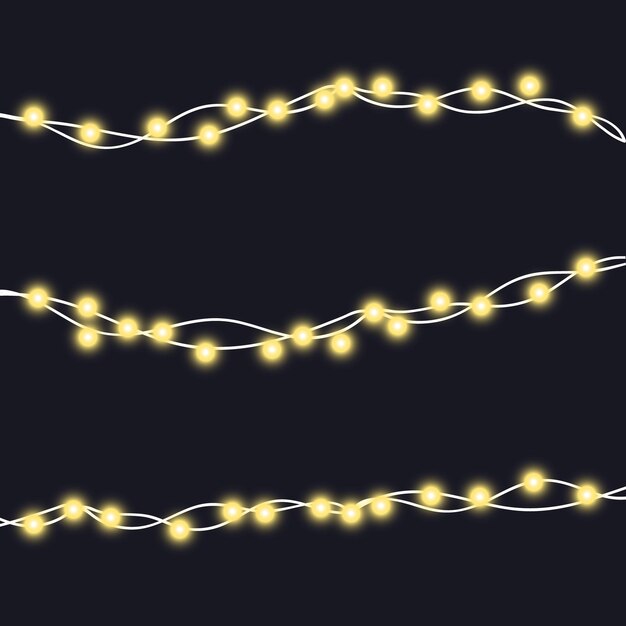 light garland and frame isolated vector illustration. color string christmas, new year garlands