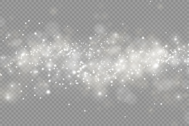 Light glowing bokeh light shining star sun sparks lens flare effect white dust christmas