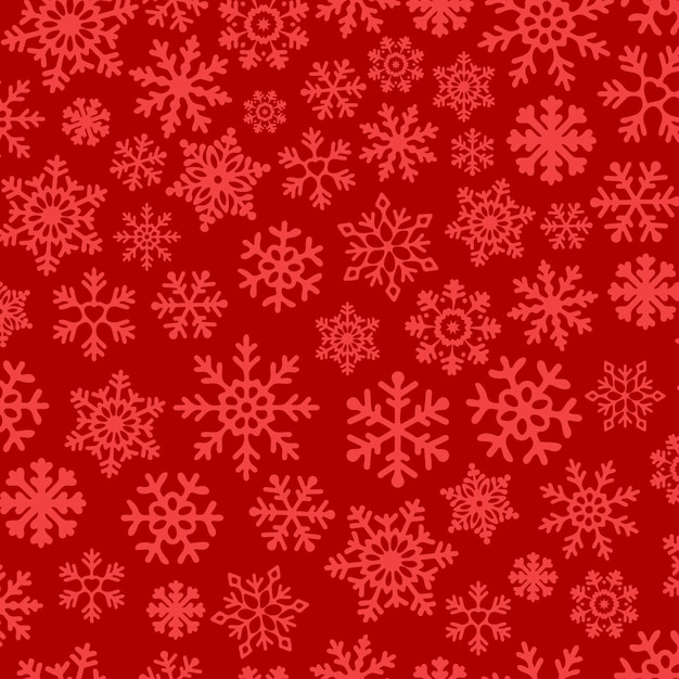 Light Red Snowflakes on Red background Vector Seamless Pattern for Continuous replicate