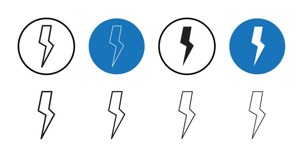 Lightning icon Thin line art collection