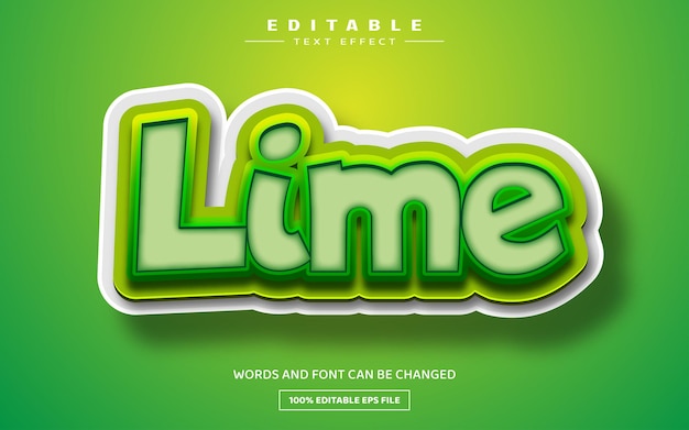Lime 3D editable text effect template