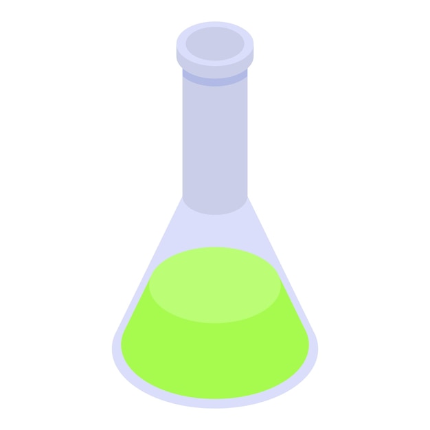 Lime color flask icon Isometric of lime color flask vector icon for web design isolated on white background