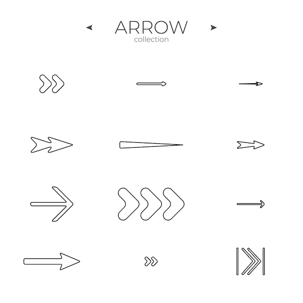 Line Arrow icon set Line icons collection Modern vector symbols