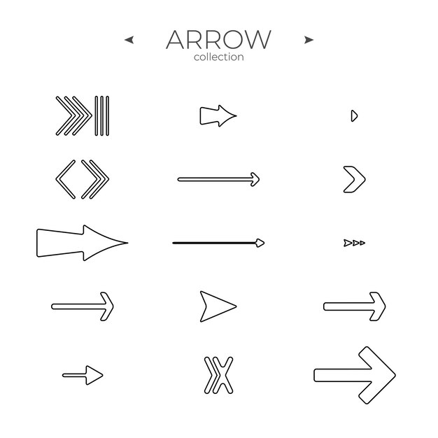 Line Arrow icon set Line icons collection Modern vector symbols