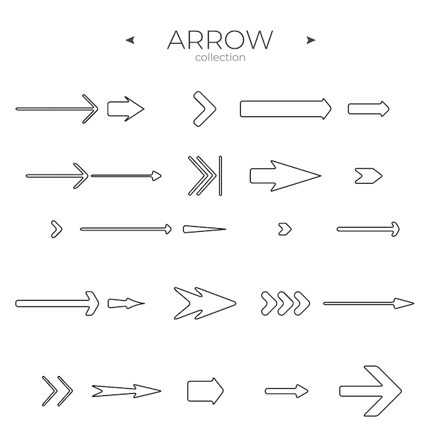 Line Arrow icon set Line icons collection Modern vector symbols