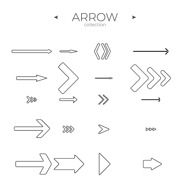 Line Arrow icon set Line icons collection Modern vector symbols