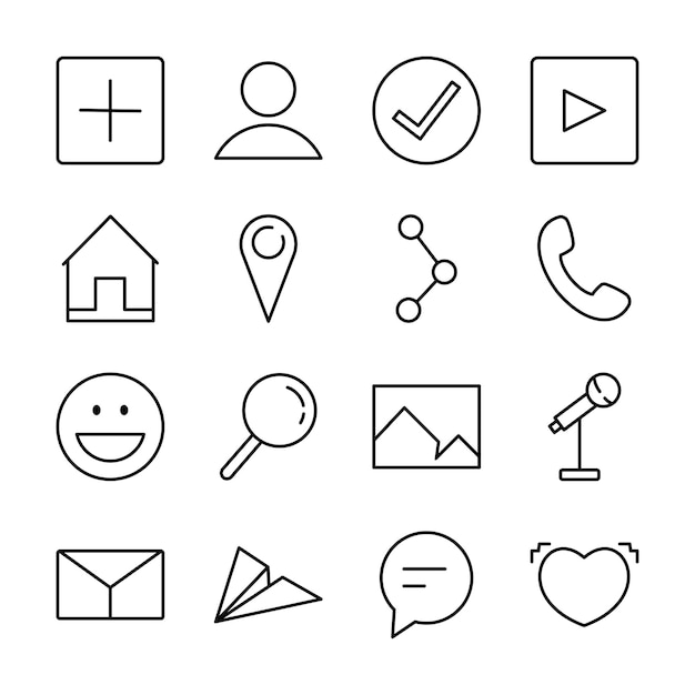 line art icon set of communication message information digital network business