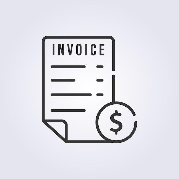 line art invoice icon logo vector illustration design