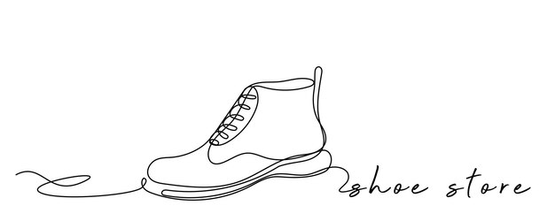 Line Art Shoe Boot Doodle Silhouette Modern Store Shop Banner Advertising Background Footwear Art