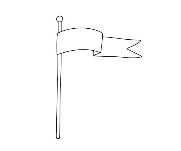 Line flag icon Hand drawn isolated outline illustration for coloring book