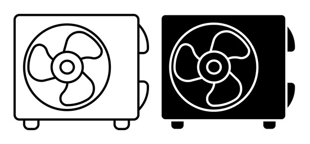 linear icon air conditioner unit with three bladed fan room cooling and heating maintaining