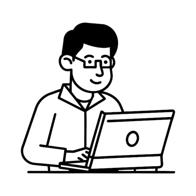 Linear Programmer at Work Coding on Computer Illustration