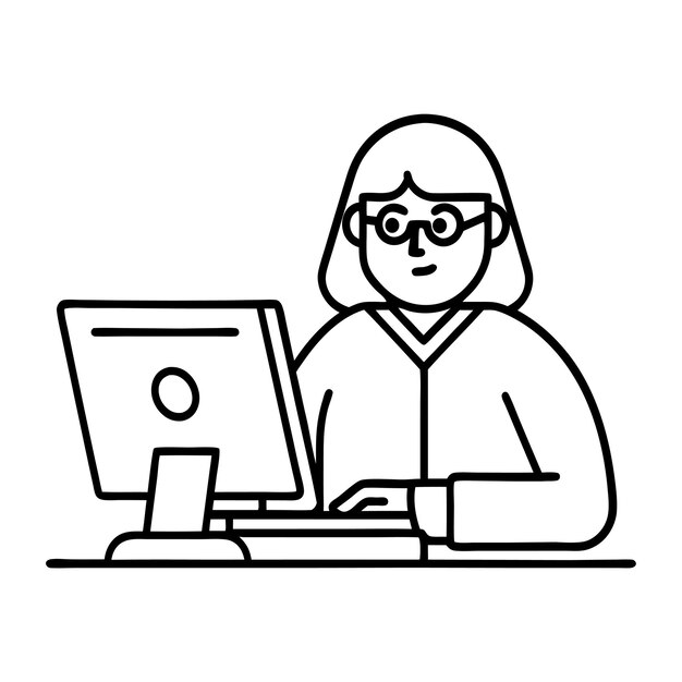 Linear Programmer at Work Coding on Computer Illustration