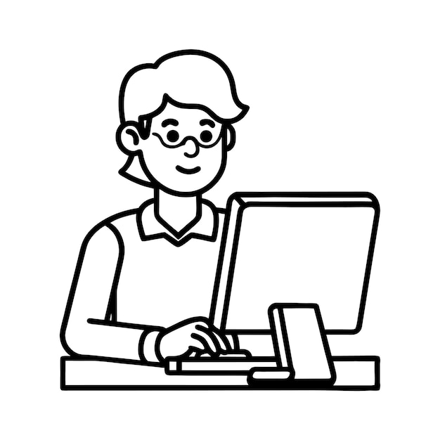 Linear Programmer at Work Coding on Computer Illustration