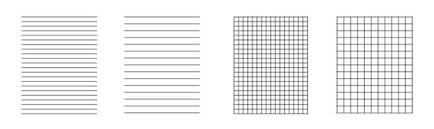 Lines paper page isolated School checkered sheet backdrop Cells notebook pattern grid banner set square graph project texture mockup template copybook Vector illustration