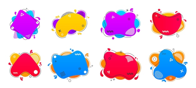 Liquid color Set of abstract modern graphic elements Dynamical colored forms and line