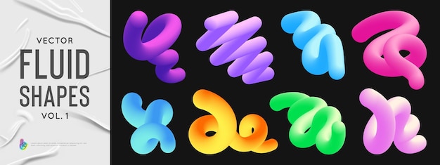 Liquid color shapes for posters illustrations or backgrounds Trendy vivid gradient elements vol one