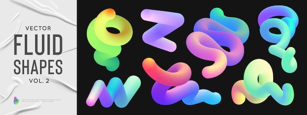 Liquid color shapes for posters illustrations or backgrounds Trendy vivid gradient elements vol two
