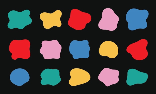 Liquid shapes collection Trendy color round abstract organic elements set