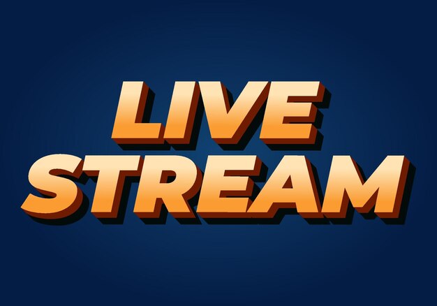 Live stream Text effect in 3D style with modern colors