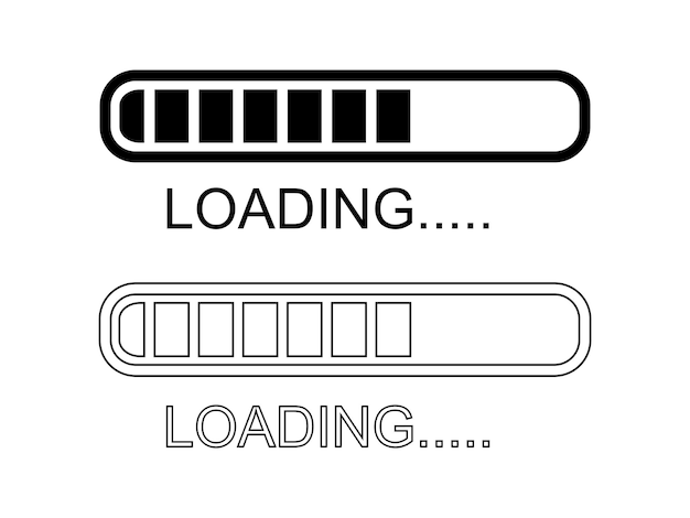 loading bar icon set with outline and silhouette