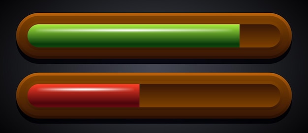 loading bar or health bar vector clipart isolated on black background