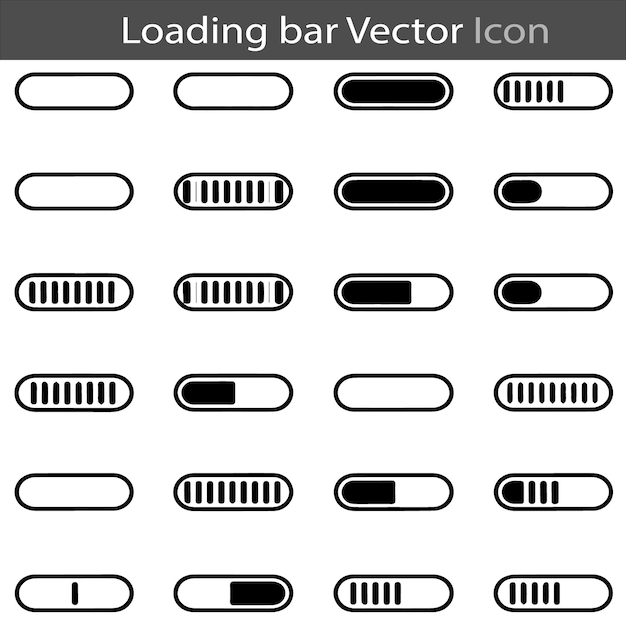 Loading bar silhouette flat icon collection set vector illustration