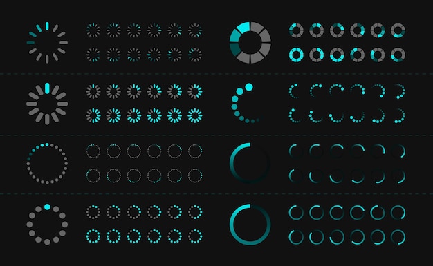 loading icon set buffer loader or preloader download or upload collection of web load progress signs